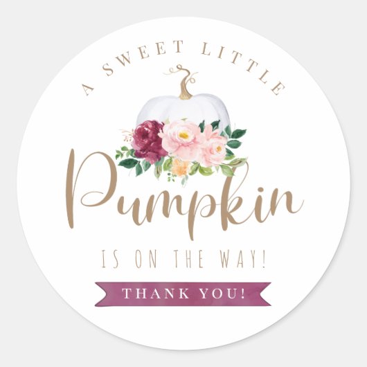 Sticker Citrouille Merci de Baby shower Automne (Devant)
