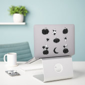Sticker Citrouille noir pour Halloween (Ordinateur portable sur le bureau)