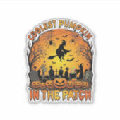 Sticker Citrouille Patch Halloween Sorcière Araignées Grav (Devant)