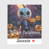 Sticker Citrouille Patch Skeleton Companion (Feuille)