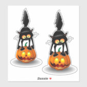 Sticker Citrouille Purfection : Chat noir Halloween (Feuille)