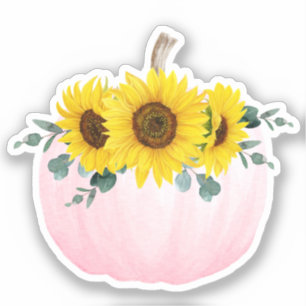 Sticker Citrouille rose et tournesol