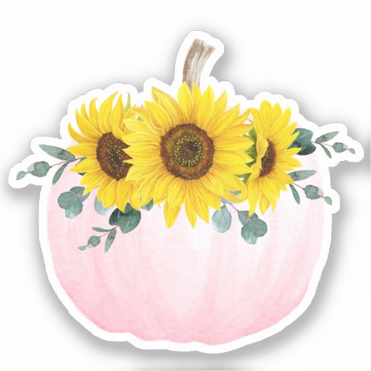 Sticker Citrouille rose et tournesol (Recto)