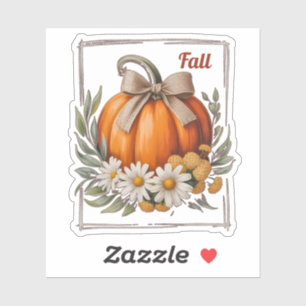 Sticker Citrouille rustique d'automne Nœud de toile de jut