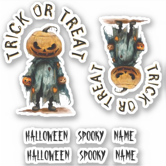 Sticker Citrouille Scarecrow Trick Treat Éffrayant Party S (Devant)