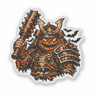 Sticker Citrouille Shogun — Guerrier Samouraï Vintage Hall