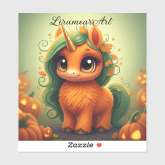 Sticker Citrouille Unicorn