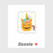 Sticker Citrouille Unicorn Halloween Citrouille Girls Hall (Feuille)