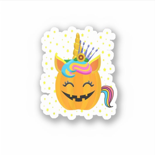 Sticker Citrouille Unicorn Halloween Citrouille Girls Hall (Devant)