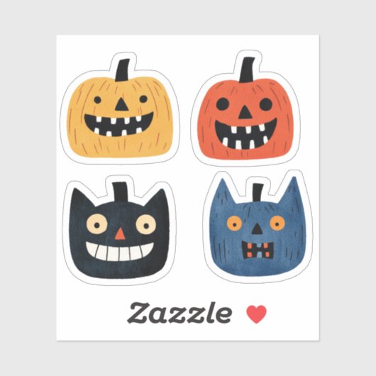 Sticker Citrouilles Bizarres Halloween Cute et Effrayant (Feuille)