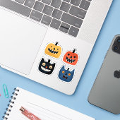 Sticker Citrouilles Bizarres Halloween Cute et Effrayant (Ordinateur portable avec iPhone)