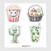 Sticker Citrouilles Cactus Popcorn Halloween (Feuille)