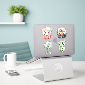 Sticker Citrouilles Cactus Popcorn Halloween (Ordinateur portable sur le bureau)