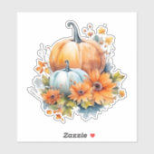 Sticker Citrouilles d'automne avec Fleurs et Foliage (Feuille)