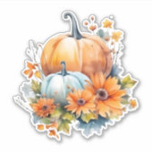 Sticker Citrouilles d'automne avec Fleurs et Foliage (Devant)