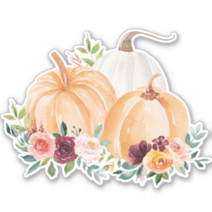 Sticker Citrouilles d'automne et fleurs boho