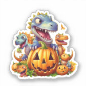 Sticker Citrouilles d'Halloween et dinosaures mignons (Recto)