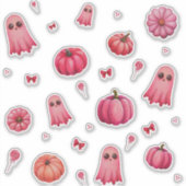 Sticker Citrouilles d'Halloween rose (Devant)