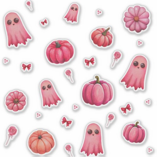 Sticker Citrouilles d'Halloween rose (Devant)