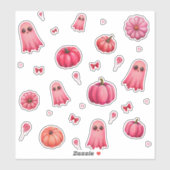 Sticker Citrouilles d'Halloween rose (Feuille)