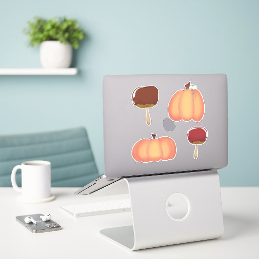 Sticker Citrouilles et pommes (Ordinateur portable sur le bureau)