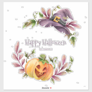 Sticker Citrouilles et sorcières Casquette Halloween Wreat