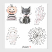 Sticker Citrouilles Popcorn Cactus Halloween (Feuille)