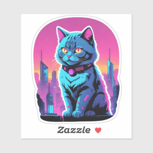Sticker City Skyline Cat (Feuille)