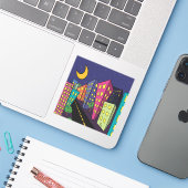 Sticker Cityscape (Ordinateur portable avec iPhone)