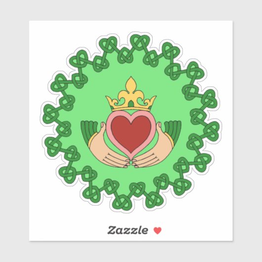 Sticker Claddagh et Green Knotwork (Feuille)