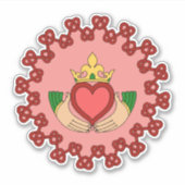 Sticker Claddagh et Red Knotwork sur rose (Devant)