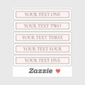 Sticker Clair rose pâle Bleu Bande et Élégant Texte modifi (Feuille)