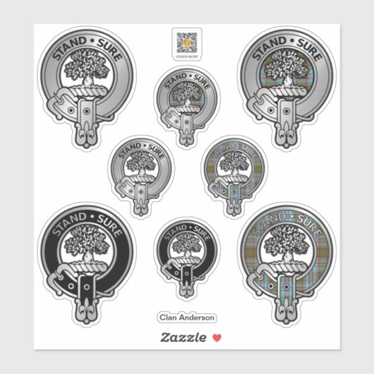 Sticker Clan Anderson Crest & Tartan (Feuille)