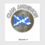 Sticker Clan Anderson Tartan Knot & Flag (Feuille)