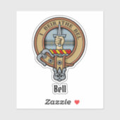 Sticker Clan Bell Crest sur Tartan (Feuille)