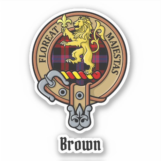 Sticker Clan Brown Crest sur Tartan (Devant)