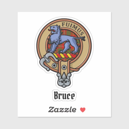 Sticker Clan Bruce Crest sur Tartan (Feuille)