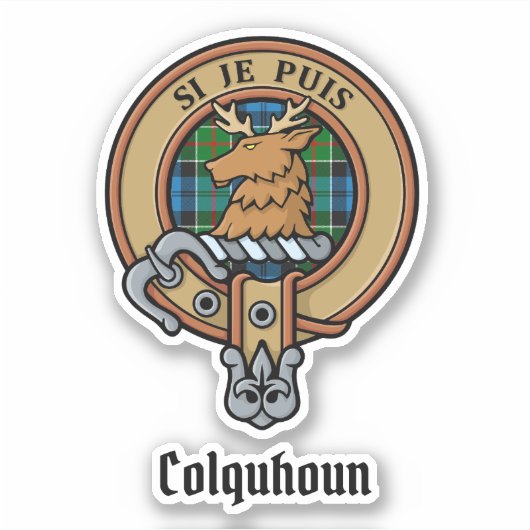 Sticker Clan Colquhoun Crest sur Tartan (Devant)
