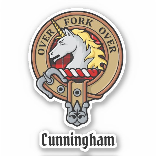 Sticker Clan Cunningham Crest sur Tartan (Devant)