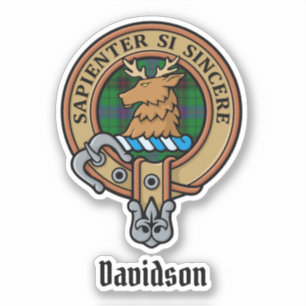 Sticker Clan Davidson Crest sur Tartan