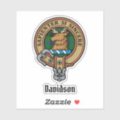 Sticker Clan Davidson Crest sur Tartan (Feuille)