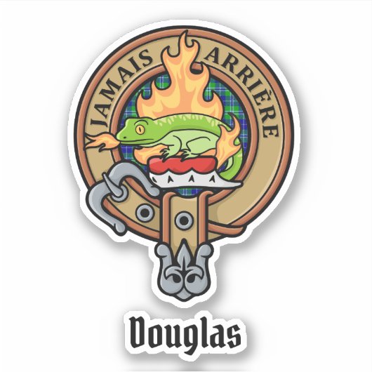 Sticker Clan Douglas Crest sur Tartan (Devant)