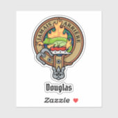 Sticker Clan Douglas Crest sur Tartan (Feuille)
