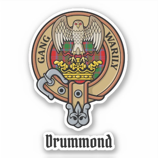 Sticker Clan Drummond Crest sur Tartan (Devant)