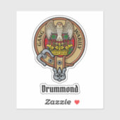 Sticker Clan Drummond Crest sur Tartan (Feuille)