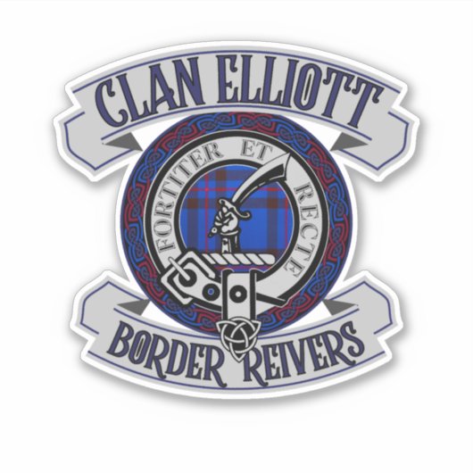 Sticker Clan Elliott Badge, Border Reivers, Écosse (Devant)