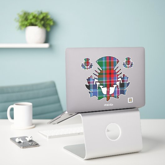 Sticker Clan Gordon Red Tartan Thistle (Ordinateur portable sur le bureau)