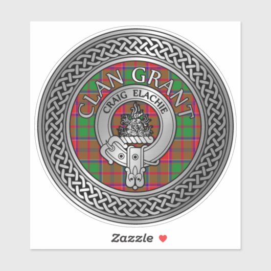 Sticker Clan Grant Crest & Tartan Knot (Feuille)
