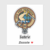 Sticker Clan Guthrie Crest sur Tartan (Feuille)