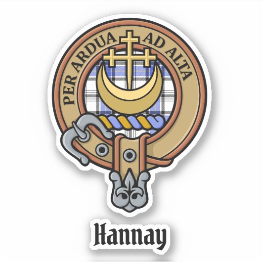 Sticker Clan Hannay Crest sur Tartan (Devant)